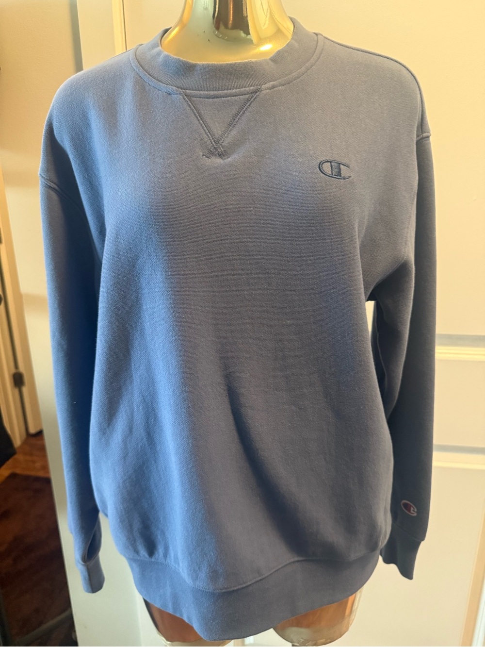 Champion Blue Crewneck Sweatshirt with Embroidered C Logo